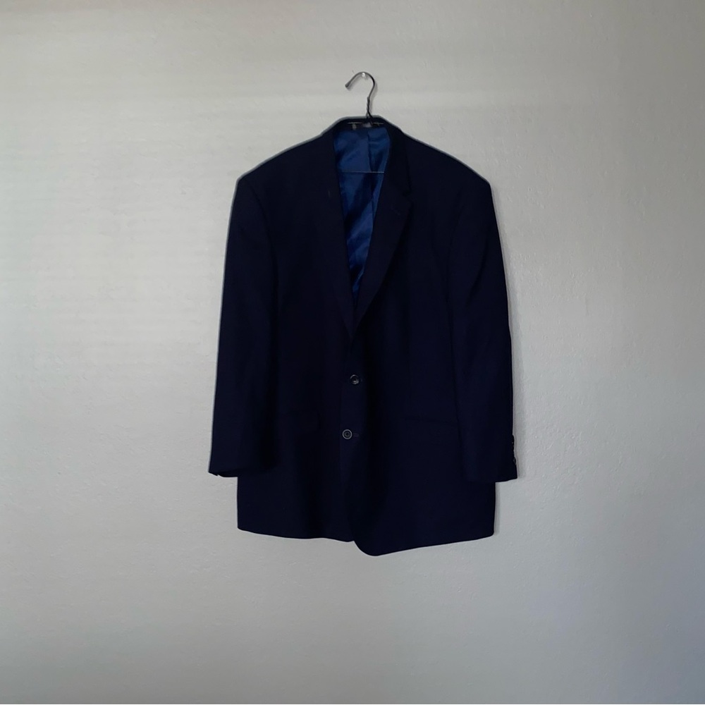 Kenneth Cole NAVY Blazer with Notched Lapel and Textured Fabric